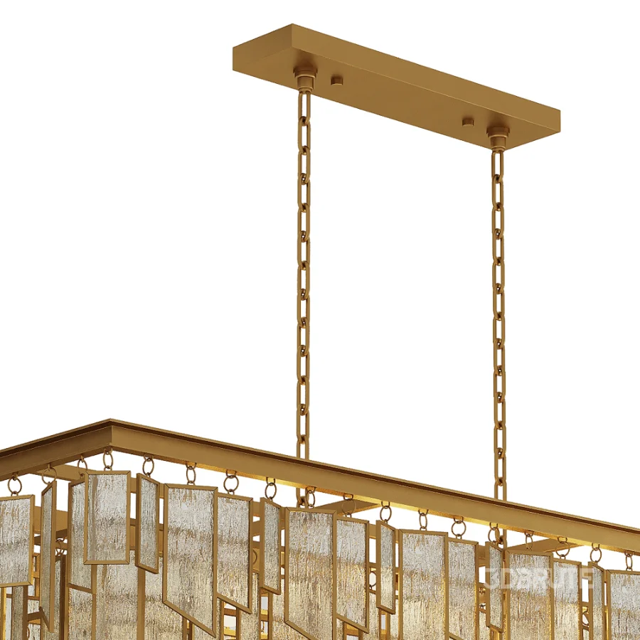 Matte Gold Glass Fringe Chandelier Image 4