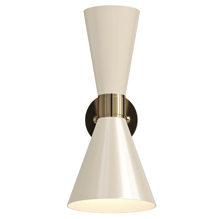 Cairo Mid Century Double Cone Brass Wall Light Image 1