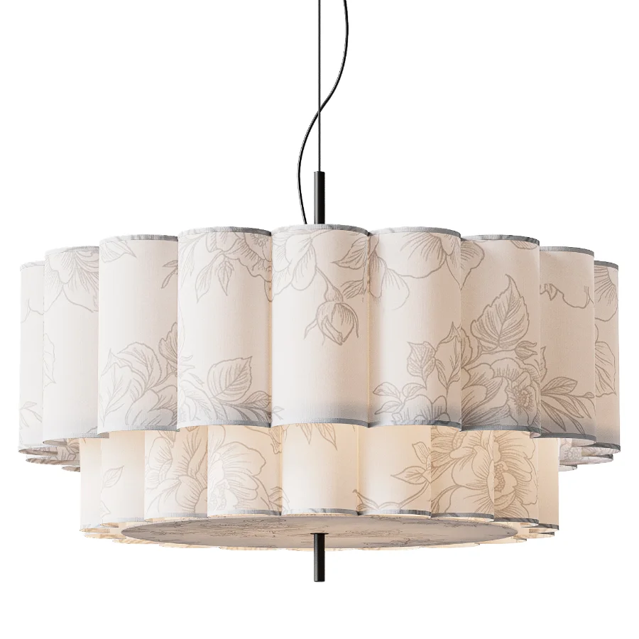Japanese Natural Fabric Wabi Sabi Chandelier Image 2