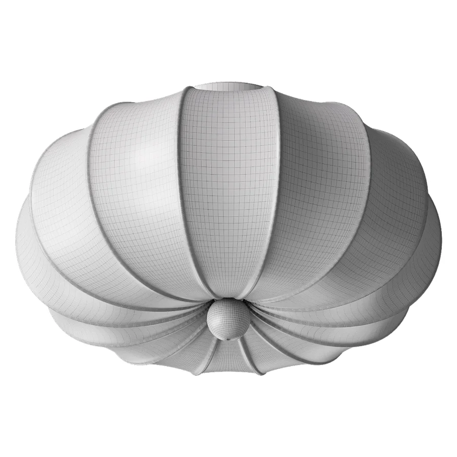 Japanese Vintage Fabric Curved Ceiling Light Image 3