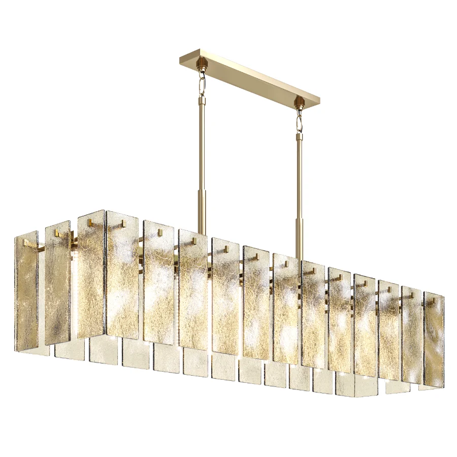 Calamette Modern Glass Rectangular Chandelier Image 3