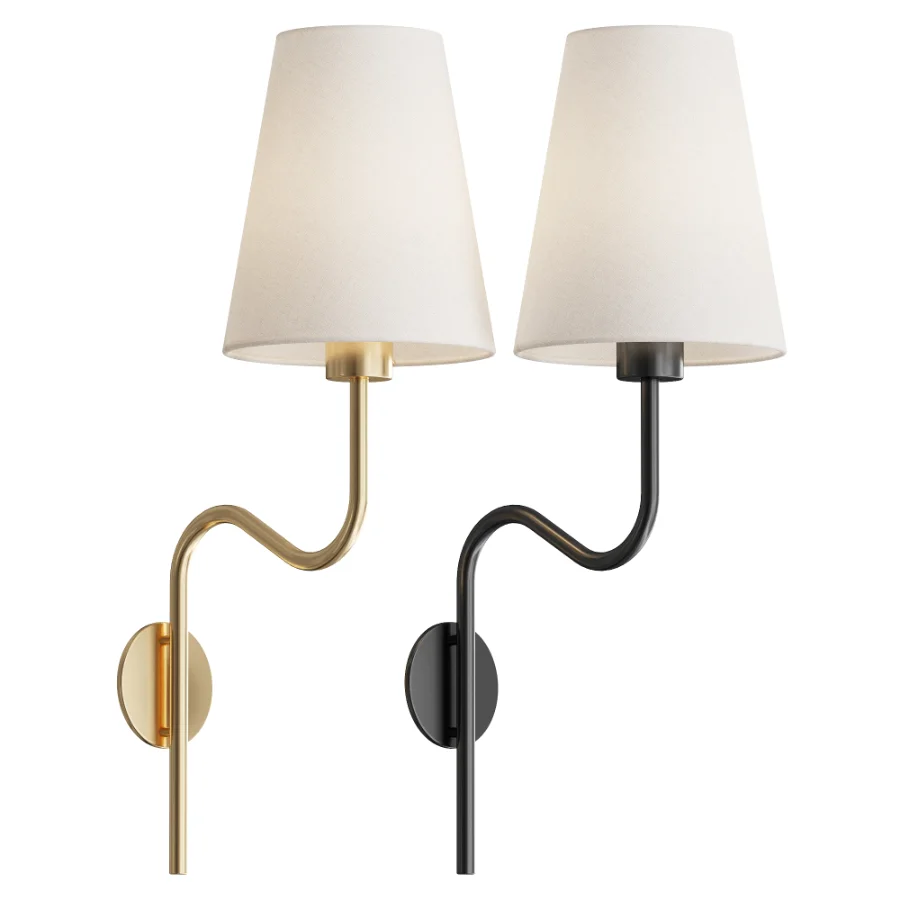Swedish Designer Wall Light Brass Fabric Sweden 1930s Image 1