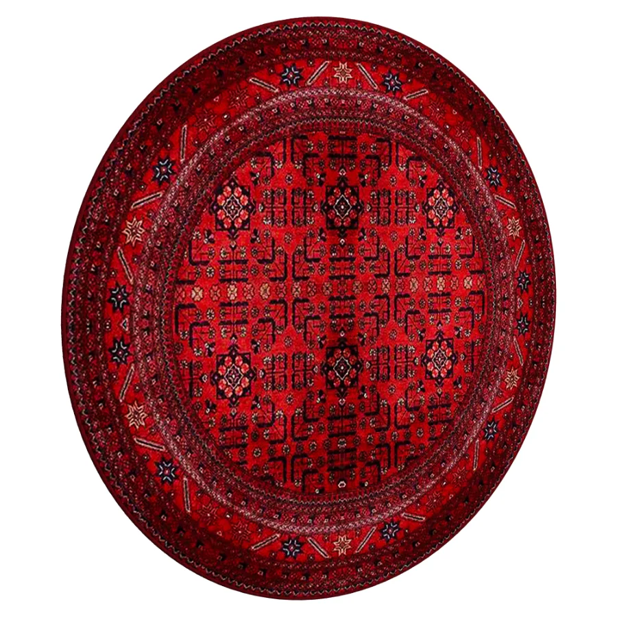 GD Vintage Oriental Round Carpet Red Image 3