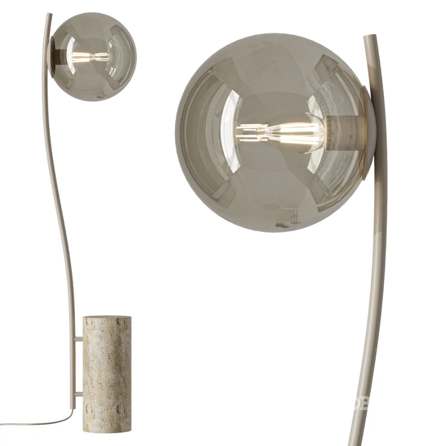 Small floor lamp Cora with travertine base Image 1