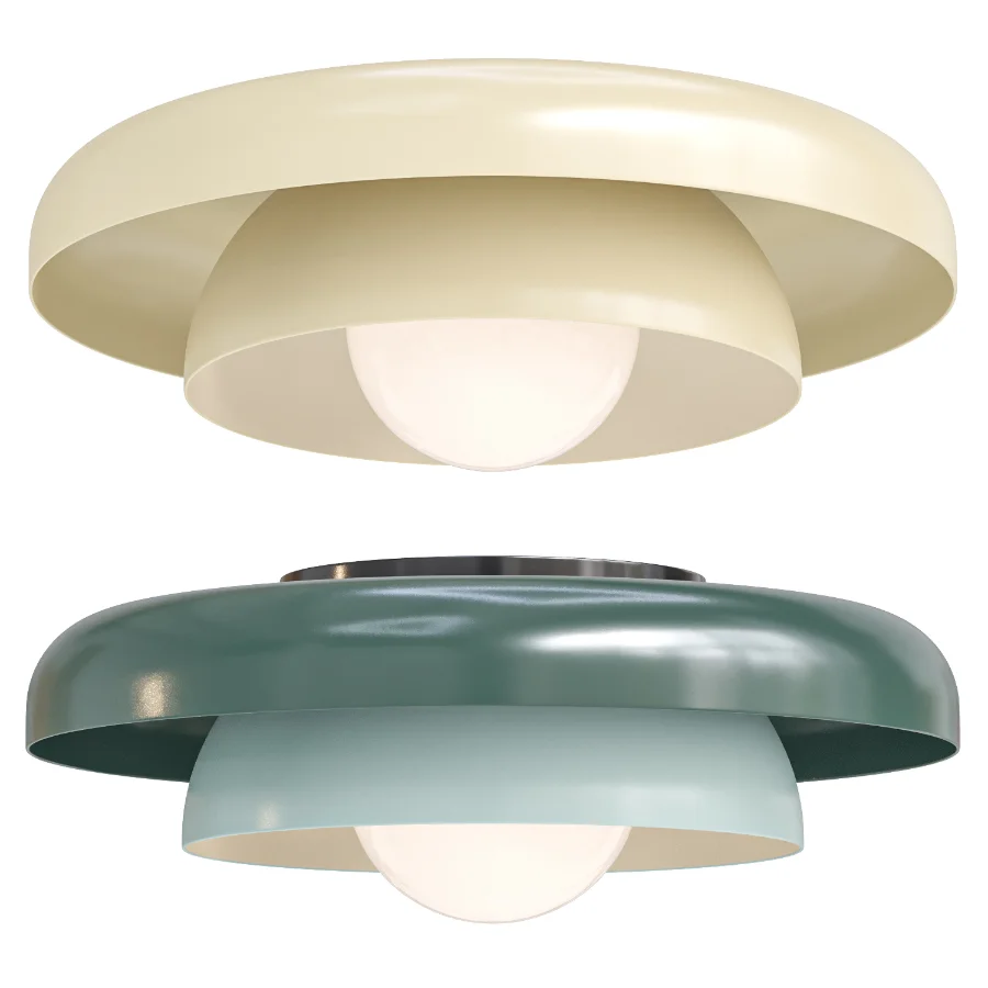 Nello Light Sage and Olive Green Metal Saucer Kids Flush Mount Ceiling Light Image 3