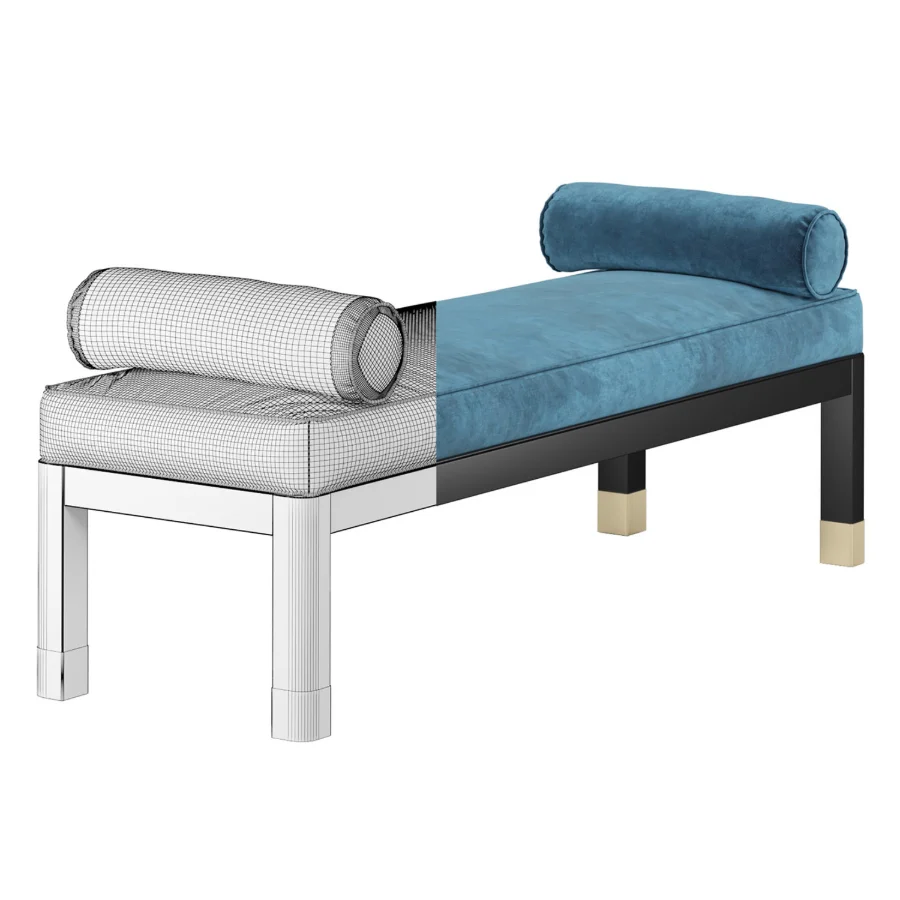Modern Velvet Bench with Gold Details Image 3