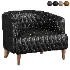 Magdelan brown tufted leather armchair - Thumbnail 2