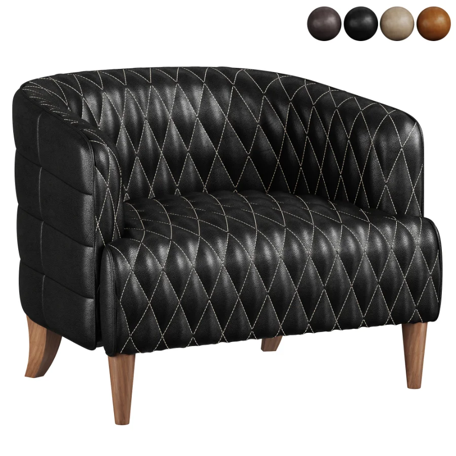 Magdelan brown tufted leather armchair Image 2