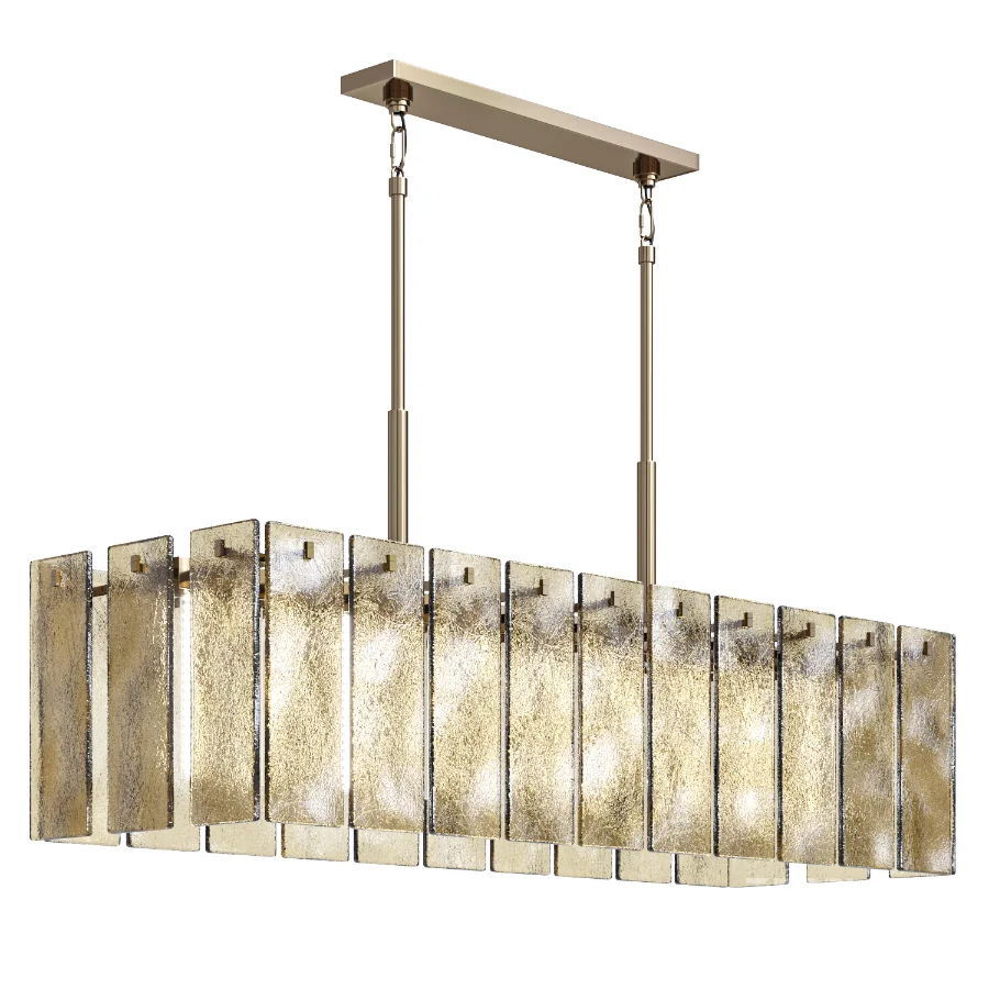 Calamette Modern Glass Rectangular Chandelier Image 4