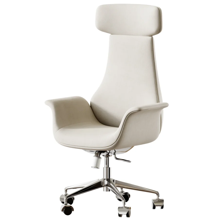 Height Brown Leather Office Chair Image 3
