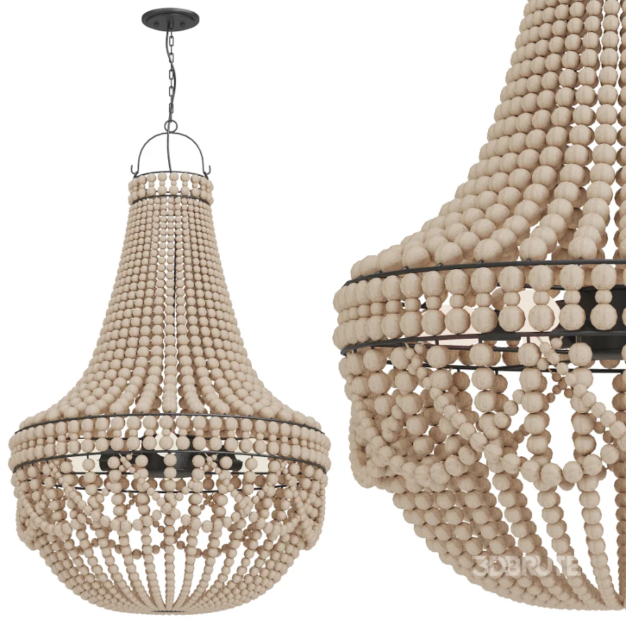 Wood Beaded Chandelier Image 5