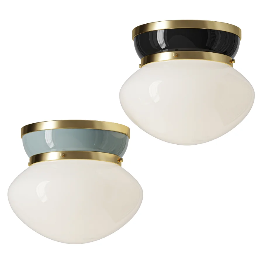 Piper Flush Mount 12 Satin Brass and Aquaverde Image 1