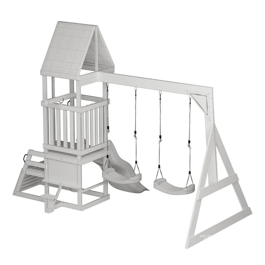ROBUD Wooden Swing Set with Slide and 2 Swing Image 8