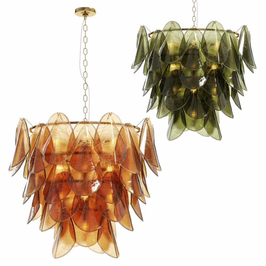 Magnolia Smoke White Glass Chandelier Image 5