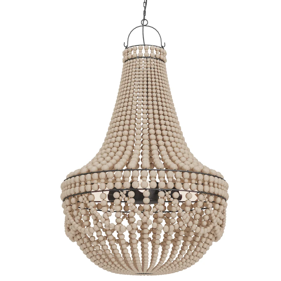 Wood Beaded Chandelier Image 1