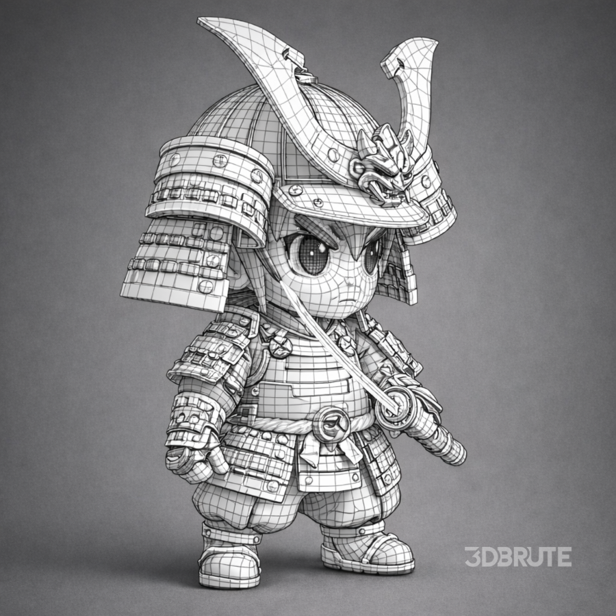 Chibi Samurai Warrior – Stylized Japanese Armor Image 12