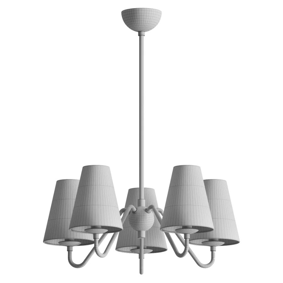 Swedish Designer Chandelier Brass Fabric Sweden 1950s Image 3