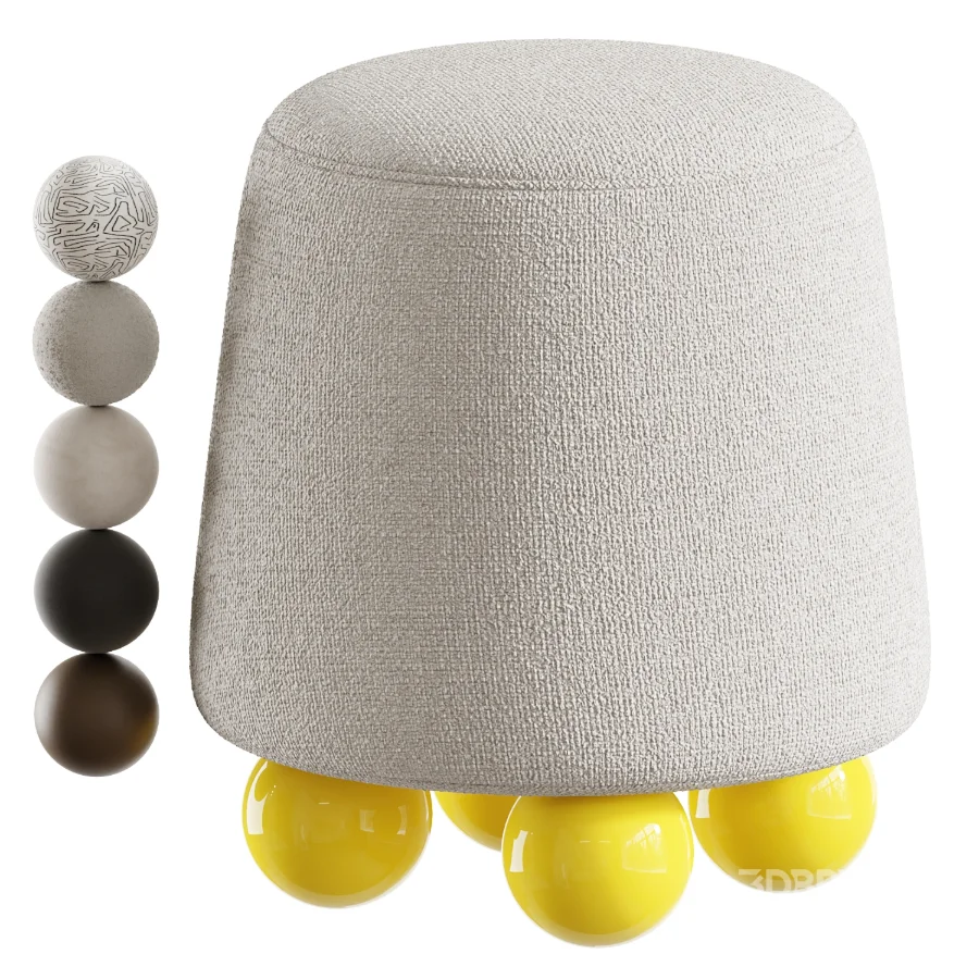 Wakonda Pouf with Yellow Round Legs Image 4