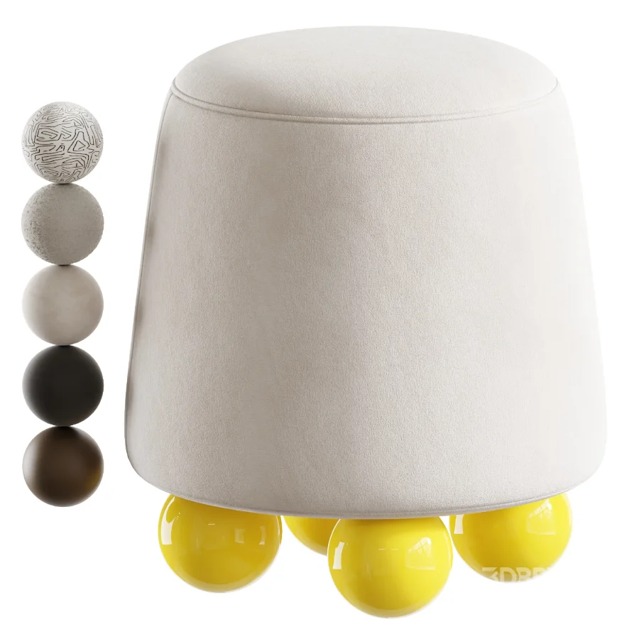 Wakonda Pouf with Yellow Round Legs Image 2