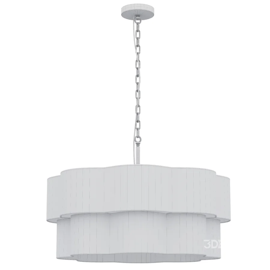 Light Scalloped Rope Drum Chandelier Image 2