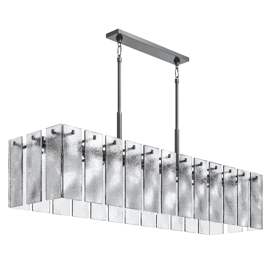 Calamette Modern Glass Rectangular Chandelier Image 2