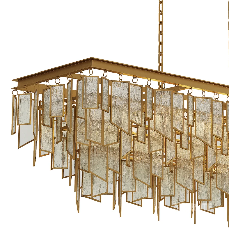 Matte Gold Glass Fringe Chandelier Image 6