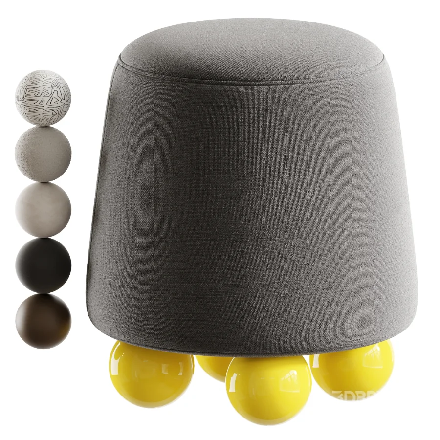 Wakonda Pouf with Yellow Round Legs Image 5