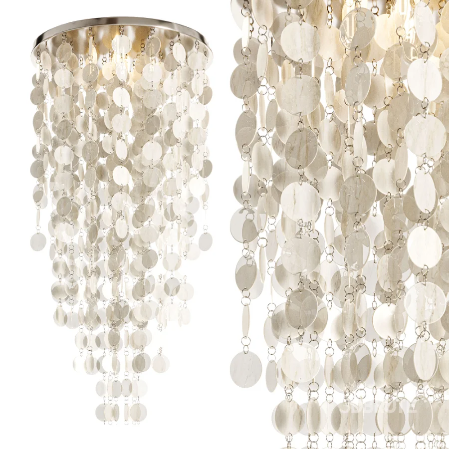 Verner Panton Fun Mother of Pearl Cascade Chandelier Denmark 1960s Image 1