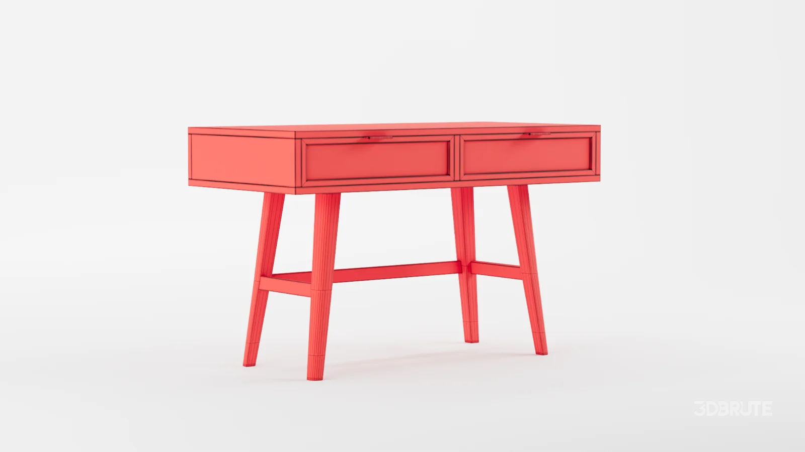 Two Drawer Cane Desk in Brown Wood Image 8