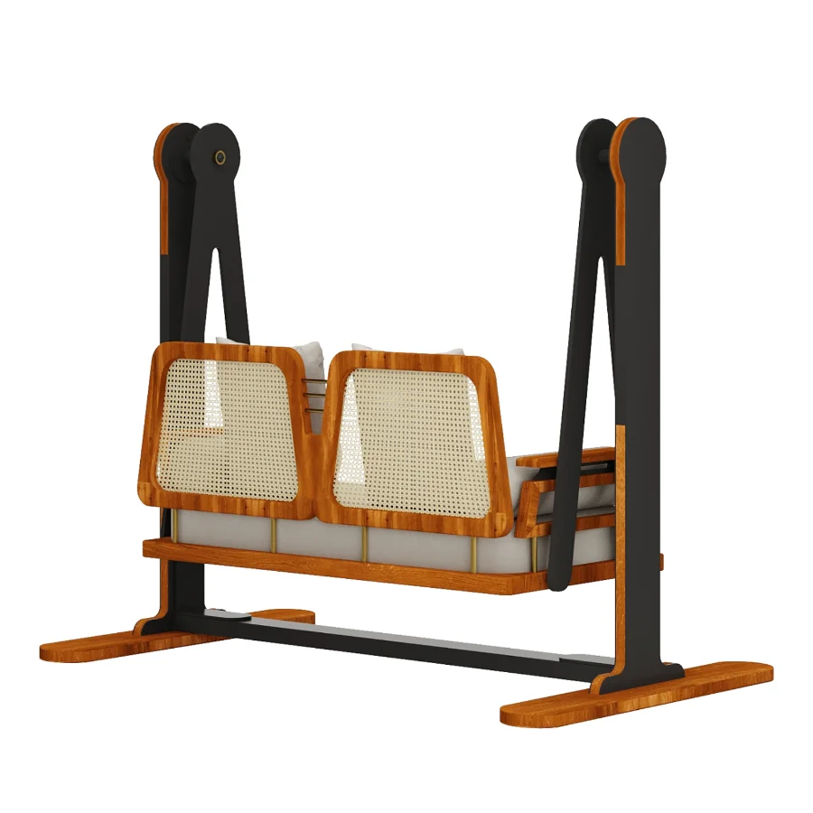 Shashwat 2 Seater Sheesham Wood Cane Swing Chair Image 7