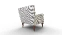 Traditional Accent Chair Denim Linen - Thumbnail 9