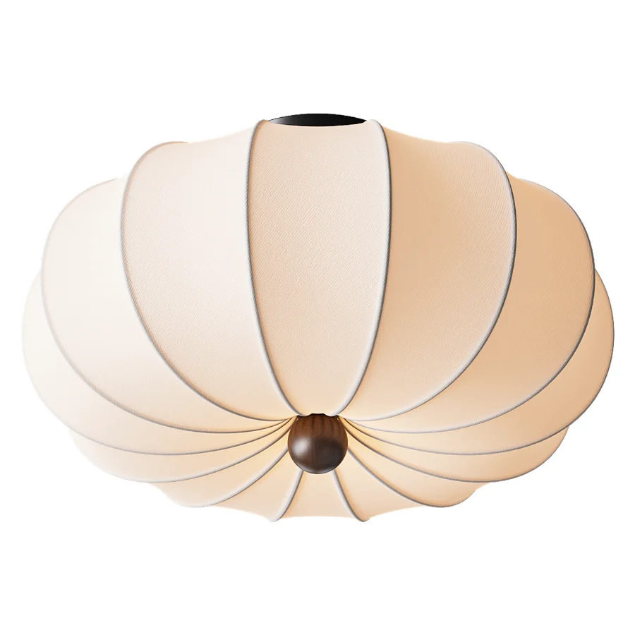 Japanese Vintage Fabric Curved Ceiling Light Image 1