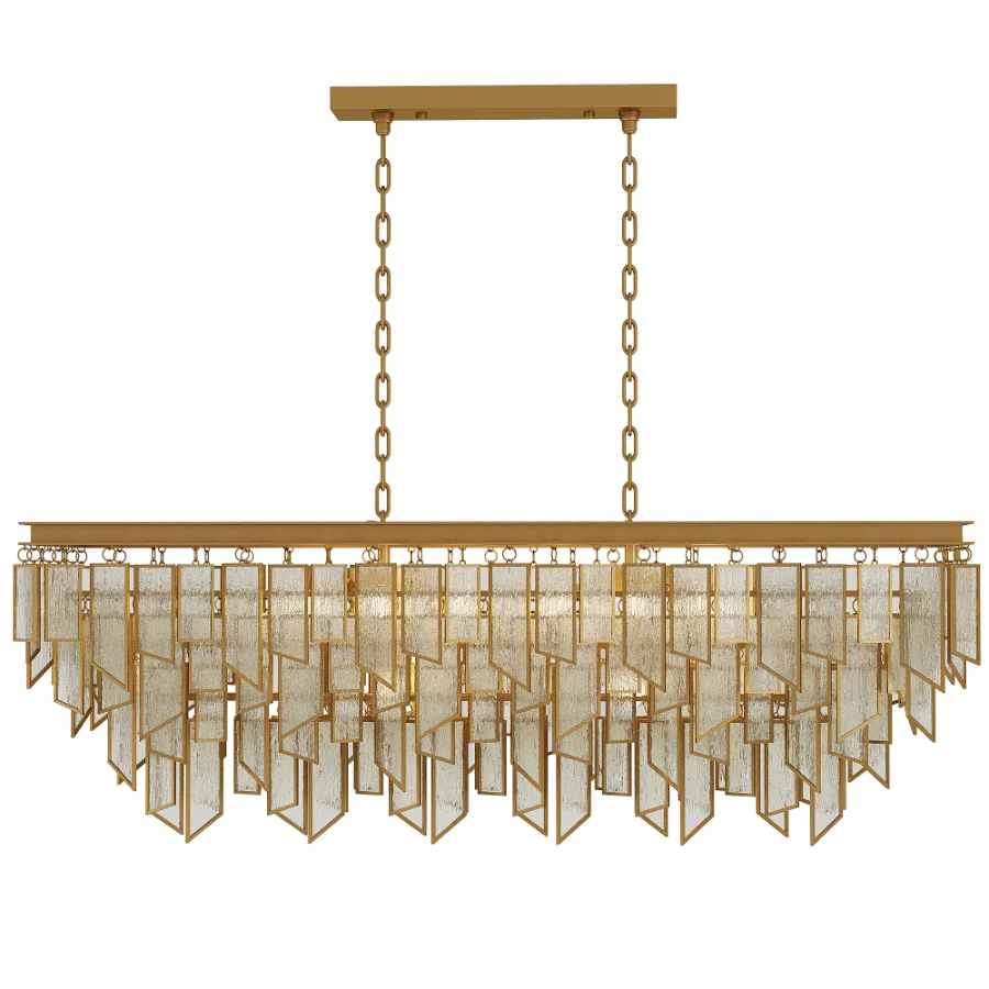 Matte Gold Glass Fringe Chandelier Image 2