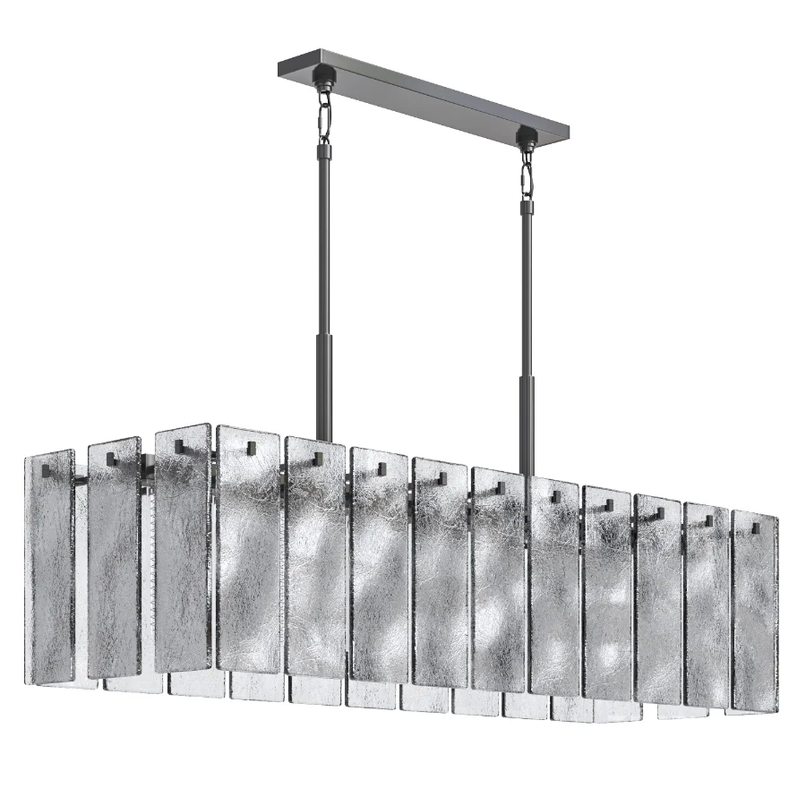 Calamette Modern Glass Rectangular Chandelier Image 2
