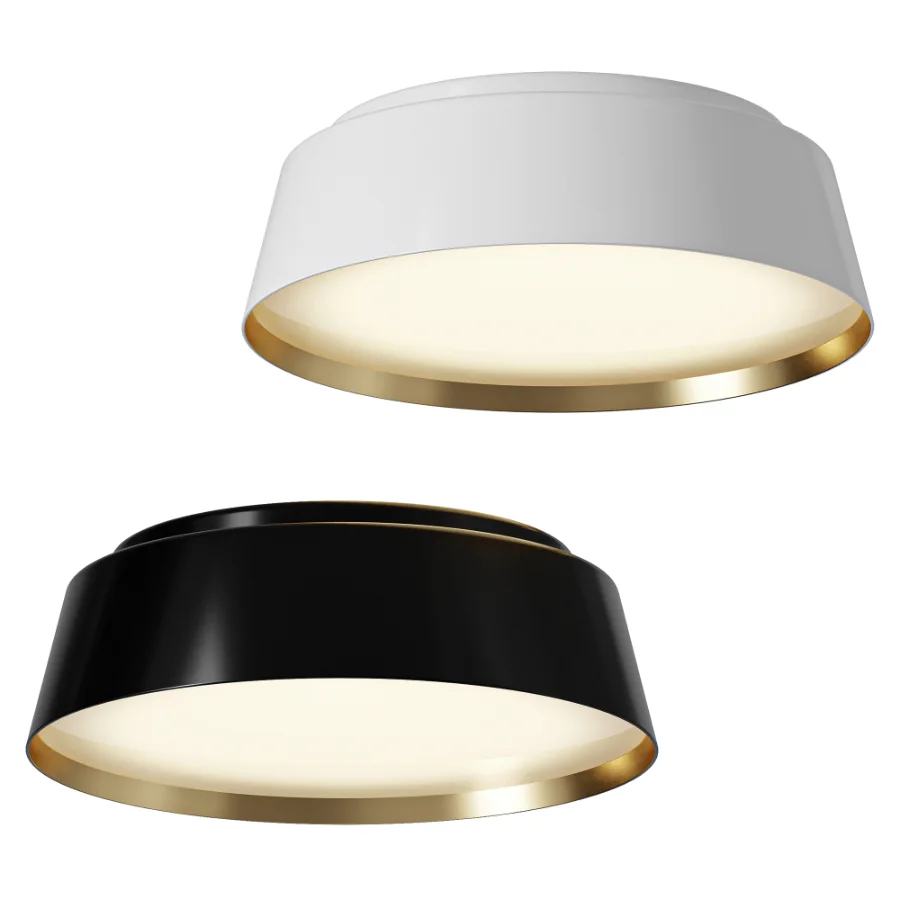 Langston Medium Flush Mount 14 Matte White with Brushed Brass Image 1