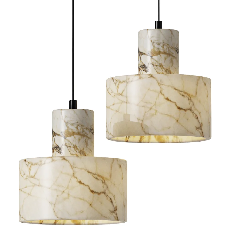 Nordic Cylindrical Alabaster Pendant Light Image 1