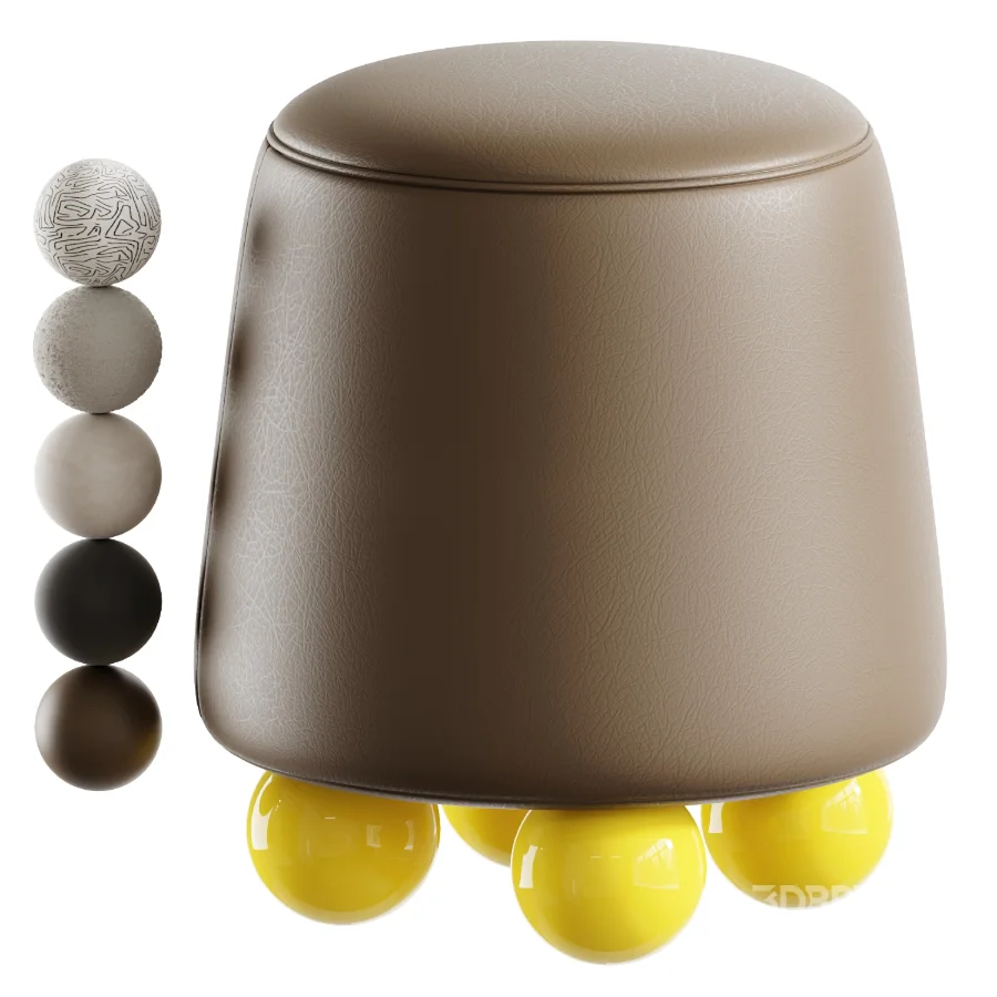 Wakonda Pouf with Yellow Round Legs Image 3
