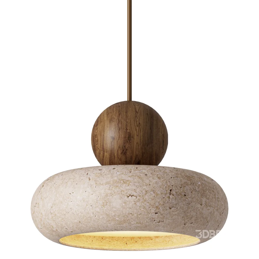 Retro Wabi Sabi Natural Stone Travertine Pendant Light Image 2