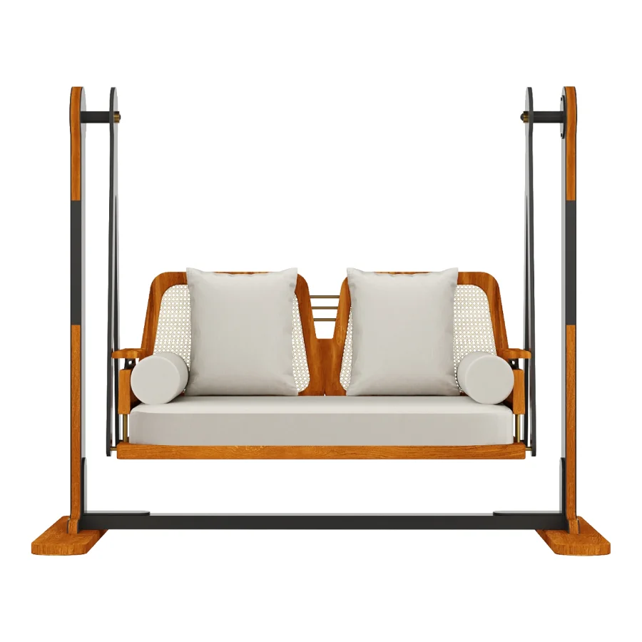 Shashwat 2 Seater Sheesham Wood Cane Swing Chair Image 1