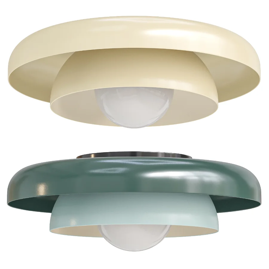 Nello Light Sage and Olive Green Metal Saucer Kids Flush Mount Ceiling Light Image 4