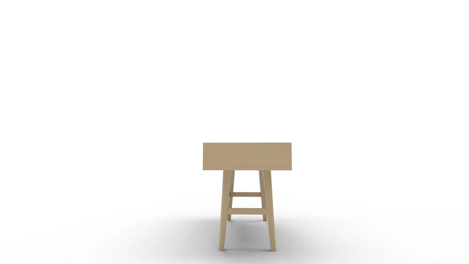 Two Drawer Cane Desk in Brown Wood Image 2