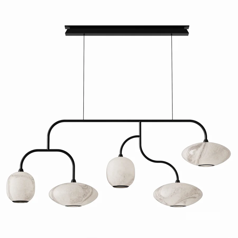 Olev Astrelle Blown Glass 5 Sphere Pendant Lamp Image 1