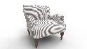 Traditional Accent Chair Denim Linen - Thumbnail 3