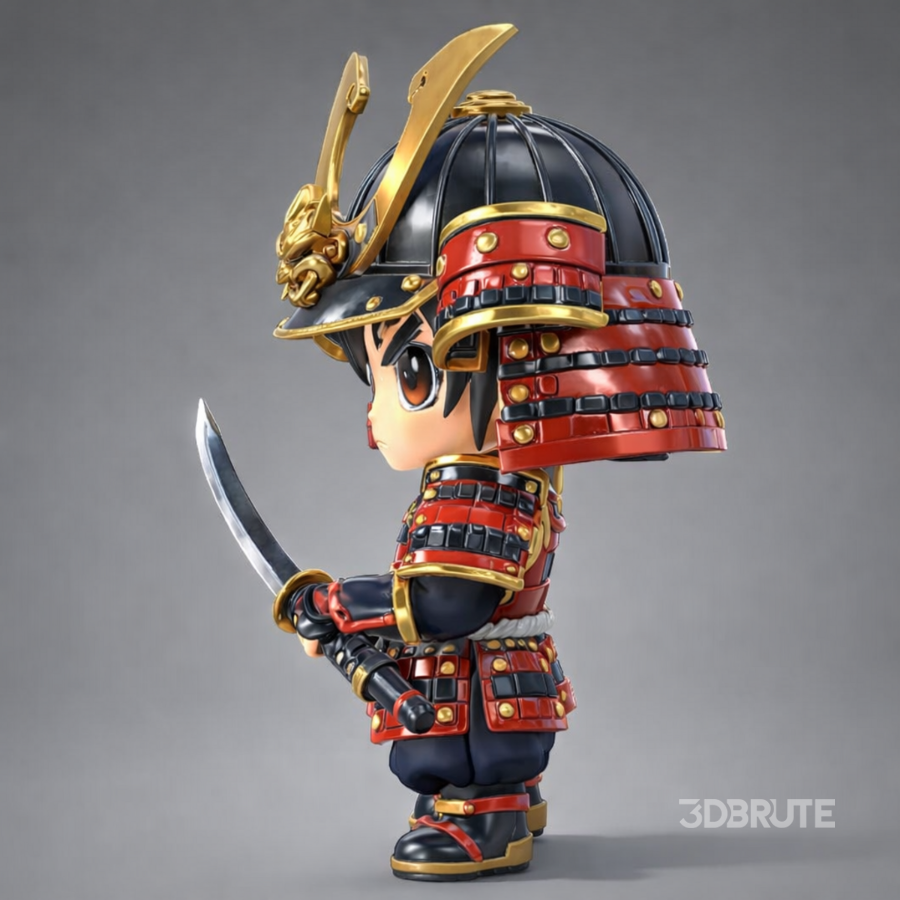 Chibi Samurai Warrior – Stylized Japanese Armor Image 2
