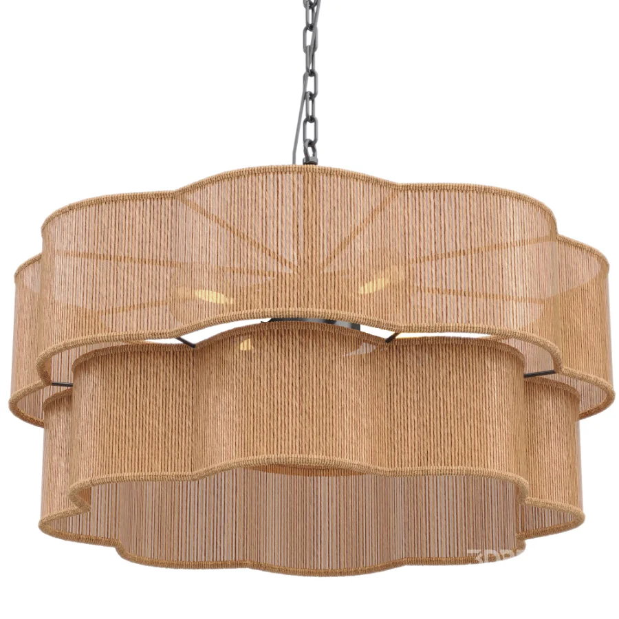 Light Scalloped Rope Drum Chandelier Image 4