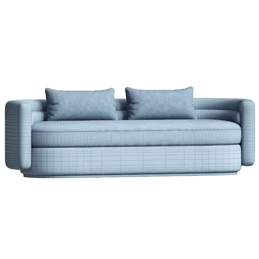 Oratino Ivory Linen 3 Seater Curved Sofa Image 1