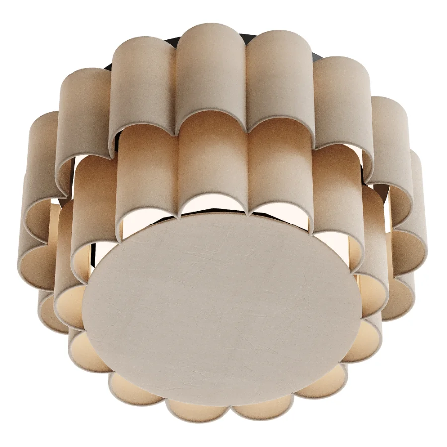 Folia scalloped natural linen flush pendant Image 2