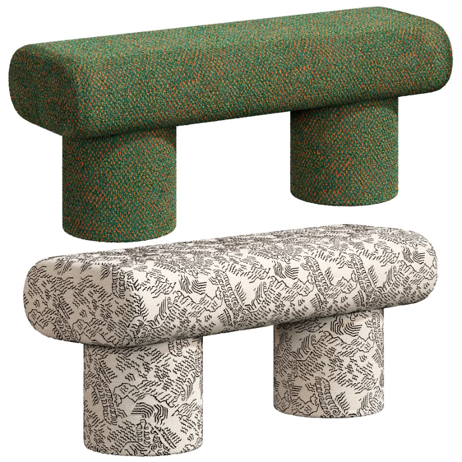 Plum Boucle Green Bench Image 1