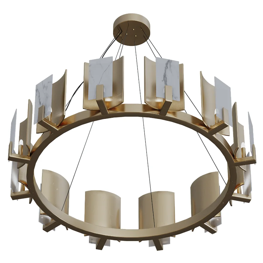Carrara Marble Round 12 Light Chandelier Image 4