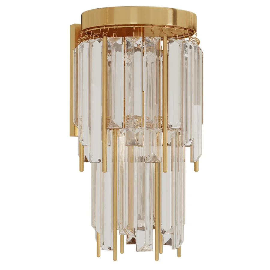 Athean Light Glam Brass Crystal Wall Sconce Image 2